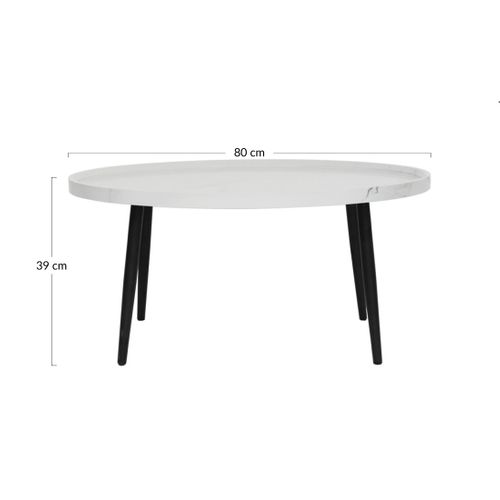 Helsinki - Table Basse - Effet Marbre - 80 Cm Gris