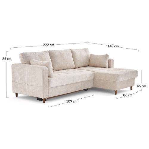 Canapé Angle Droit Convertible 4 Places Anna En Velours Texturé Vert Olive