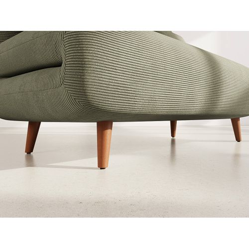 Canapé Droit Convertible 2 Places Lumi En Velours Côtelé Vert