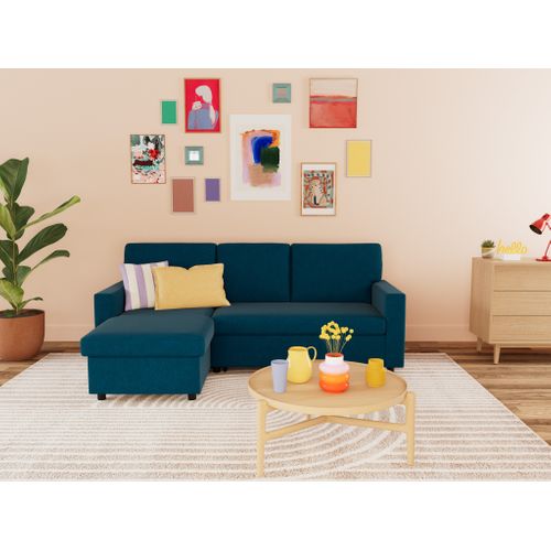 Meiya - Canapé D'angle Réversible 4 Places Convertible Avec Coffre En Tissu