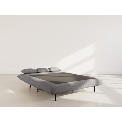 Canapé Droit Convertible 2 Places Lumi En Velours Côtelé Gris