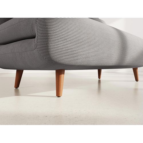 Canapé Droit Convertible 2 Places Lumi En Velours Côtelé Gris