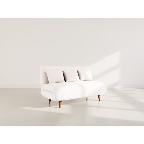 Canapé Droit Convertible 2 Places Lumi En Velours Côtelé Beige