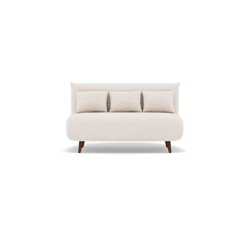 Canapé Droit Convertible 2 Places Lumi En Velours Côtelé Beige