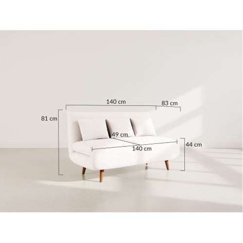 Canapé Droit Convertible 2 Places Lumi En Velours Côtelé Beige