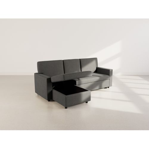 Meiya - Canapé D'angle Réversible 4 Places Convertible Avec Coffre En Tissu