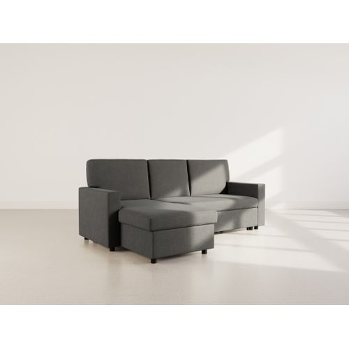 Meiya - Canapé D'angle Réversible 4 Places Convertible Avec Coffre En Tissu