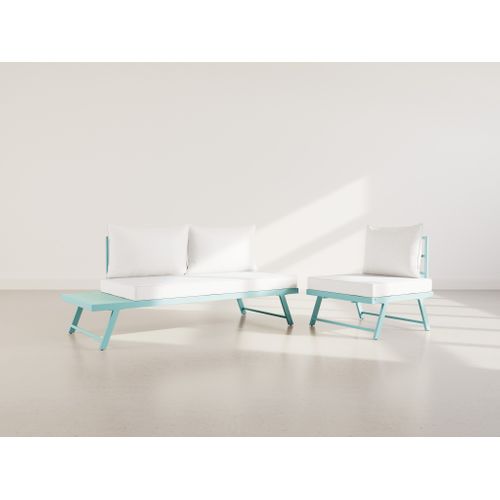 Isadora - Salon De Jardin 3 Places - Modulable - Vert Avec Coussins Beiges