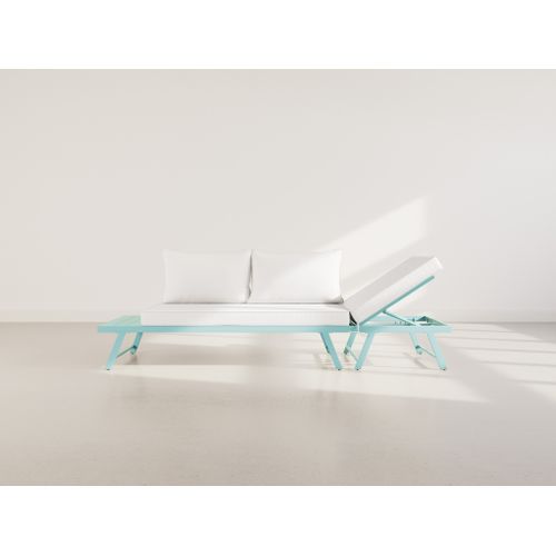 Isadora - Salon De Jardin 3 Places - Modulable - Vert Avec Coussins Beiges