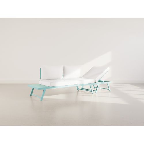 Isadora - Salon De Jardin 3 Places - Modulable - Vert Avec Coussins Beiges