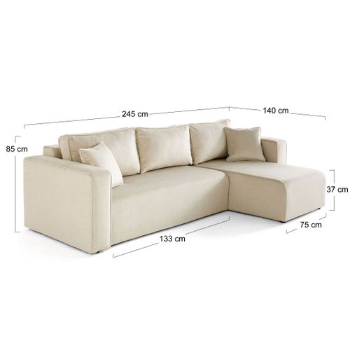 Topaze - Canapé D'angle Déhoussable Réversible 4 Places En Velours Bleu