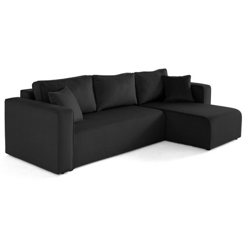 Topaze - Canapé D'angle Déhoussable Réversible 4 Places En Velours Noir