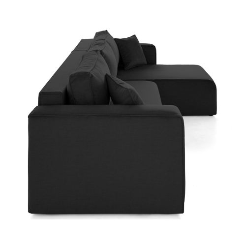 Topaze - Canapé D'angle Déhoussable Réversible 4 Places En Velours Noir