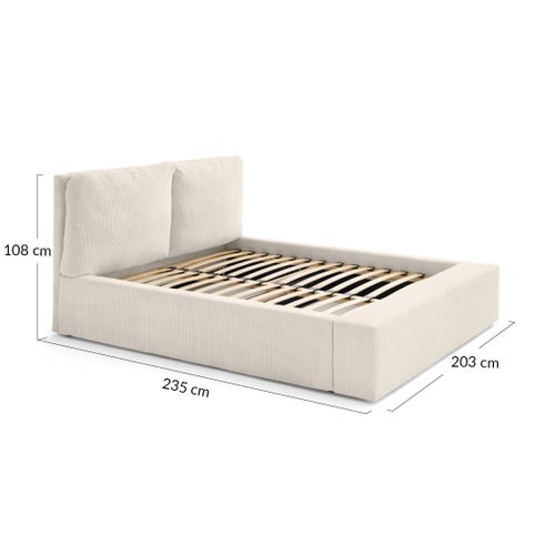 Pivoine - Lit Coffre - 180x200 - En Velours Côtelé - Sommier Inclus Gris Foncé