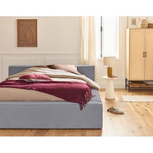 Stella - Lit Coffre - 140x190 Cm - Sommier Inclus - En Velours Côtelé