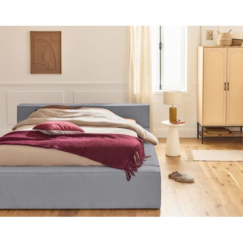 Stella - Lit Coffre - 140x190 Cm - Sommier Inclus - En Velours Côtelé