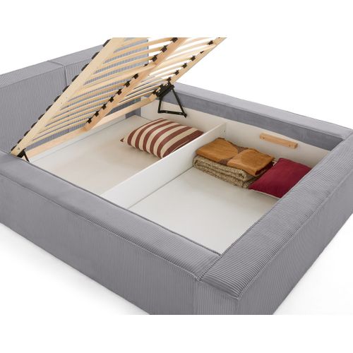 Stella - Lit Coffre - 140x190 Cm - Sommier Inclus - En Velours Côtelé