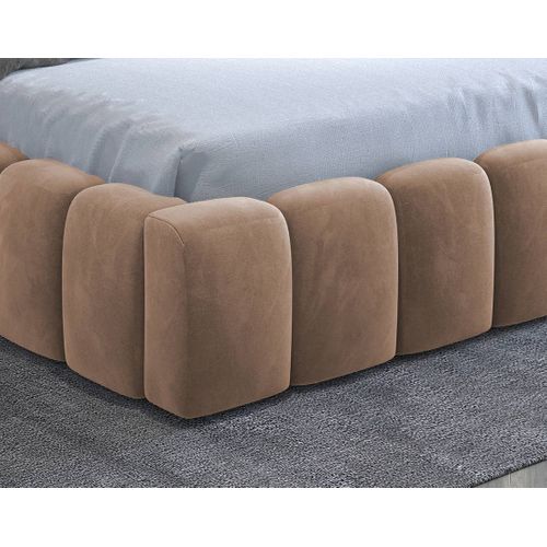 Cleo - Lit Coffre Avec LED - 180x200 Cm - Sommier Inclus - En Velours Taupe