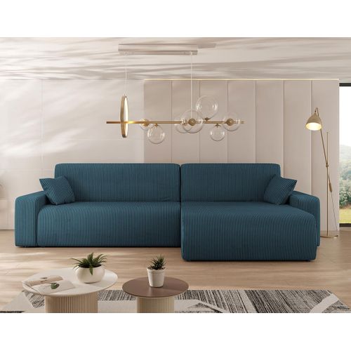 Artemisa - Canapé D'angle Réversible 5 Places Convertible Avec Coffre En Velours Côtelé