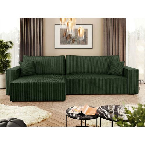 Cezanne - Canapé D'angle Réversible 5 Places Convertible Avec Coffre En Velours Côtelé