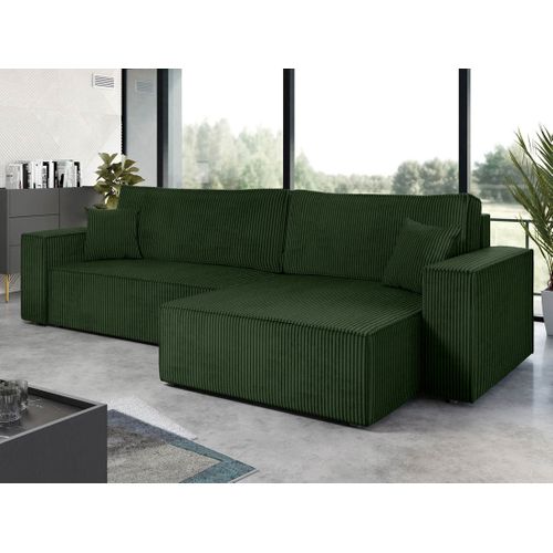 Cezanne - Canapé D'angle Réversible 5 Places Convertible Avec Coffre En Velours Côtelé