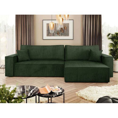 Cezanne - Canapé D'angle Réversible 5 Places Convertible Avec Coffre En Velours Côtelé