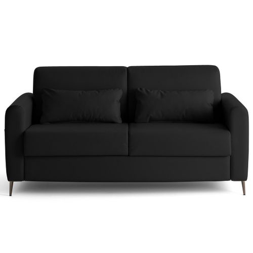 Canapé Droit Convertible 3 Places Owen En Simili Noir