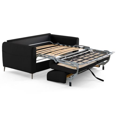 Canapé Droit Convertible 3 Places Owen En Simili Noir