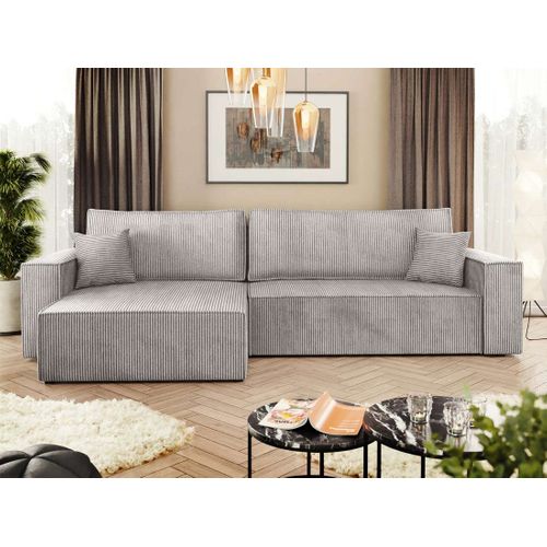 Cezanne - Canapé D'angle Réversible 5 Places Convertible Avec Coffre En Velours Côtelé