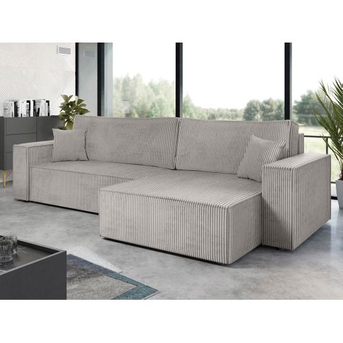 Cezanne - Canapé D'angle Réversible 5 Places Convertible Avec Coffre En Velours Côtelé