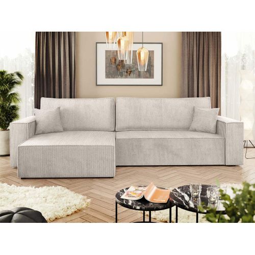 Cezanne - Canapé D'angle Réversible 5 Places Convertible Avec Coffre En Velours Côtelé