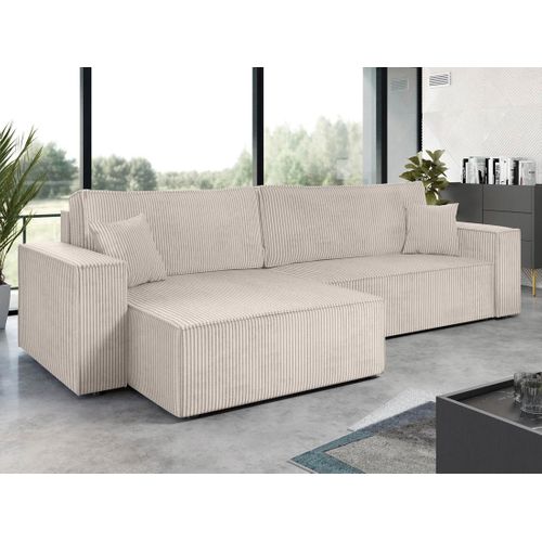 Cezanne - Canapé D'angle Réversible 5 Places Convertible Avec Coffre En Velours Côtelé