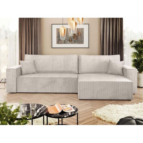 Cezanne - Canapé D'angle Réversible 5 Places Convertible Avec Coffre En Velours Côtelé