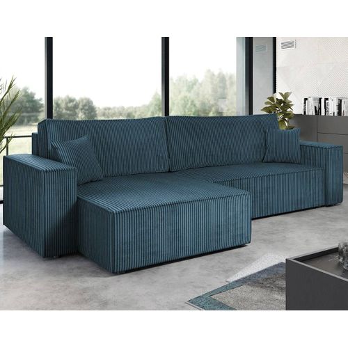 Cezanne - Canapé D'angle Réversible 5 Places Convertible Avec Coffre En Velours Côtelé