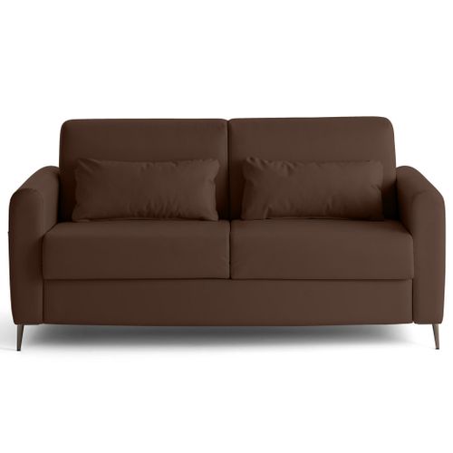 Canapé Droit Convertible 3 Places Owen En Simili Marron