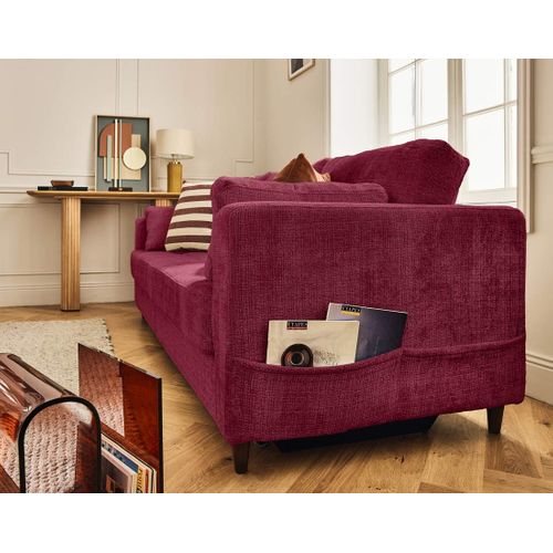 Canapé Droit Convertible 3 Places Anna En Velours Texturé Prune