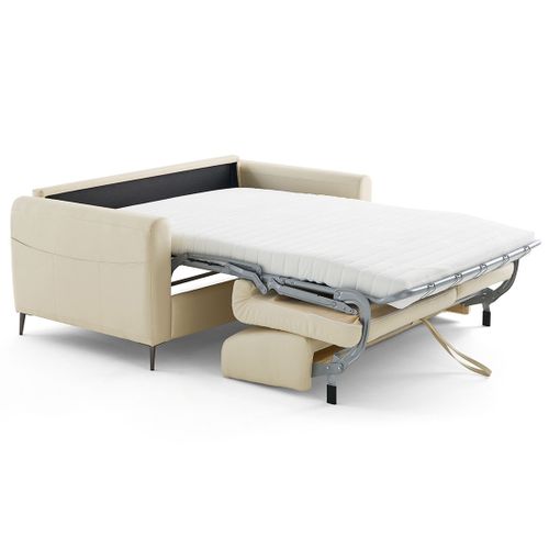 Canapé Droit Convertible 3 Places Owen En Simili Beige
