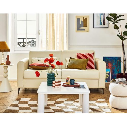 Canapé Droit Convertible 3 Places Owen En Simili Beige