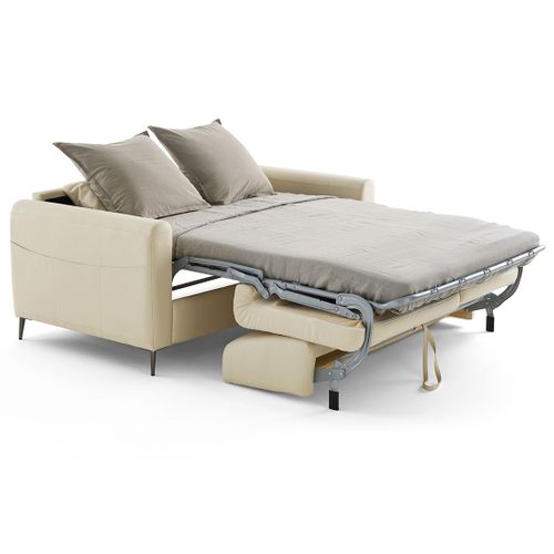 Canapé Droit Convertible 3 Places Owen En Simili Beige