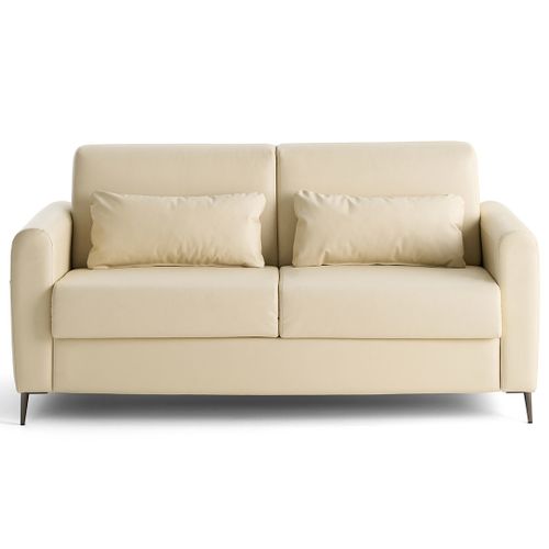 Canapé Droit Convertible 3 Places Owen En Simili Beige