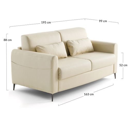 Canapé Droit Convertible 3 Places Owen En Simili Beige