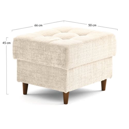 Anna - Pouf En Velours Texturé - Pieds En Bois