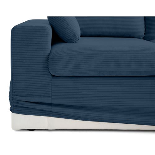 Calgary - Canapé D'angle Déhoussable Et Modulable 3 Places + 1 Pouf En Velours Côtelé
