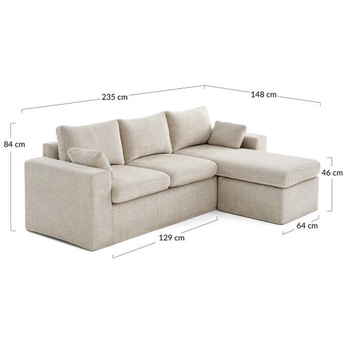 Calgary - Canapé D'angle Déhoussable Et Modulable 3 Places + 1 Pouf En Velours Texturé