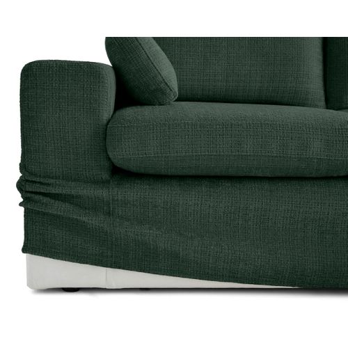 Calgary - Canapé D'angle Déhoussable Et Modulable 3 Places + 1 Pouf En Velours Texturé