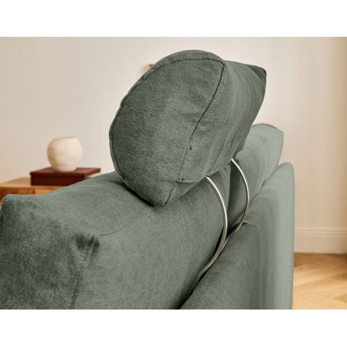 Barrie - Canapé D'angle Réversible 4 Places Avec Têtière Amovible En Tissu Vert