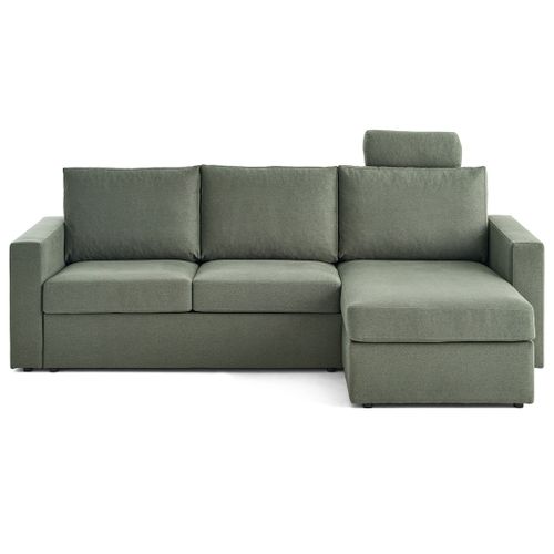 Barrie - Canapé D'angle Réversible 4 Places Avec Têtière Amovible En Tissu Vert