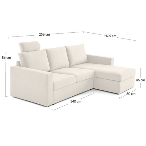 Barrie - Canapé D'angle Réversible 4 Places Avec Têtière Amovible En Tissu Noir