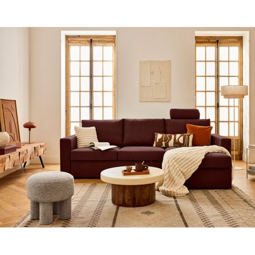 Barrie - Canapé D'angle Réversible 4 Places Avec Têtière Amovible En Tissu Rouge