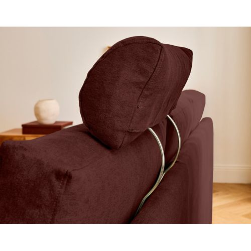 Barrie - Canapé D'angle Réversible 4 Places Avec Têtière Amovible En Tissu Rouge